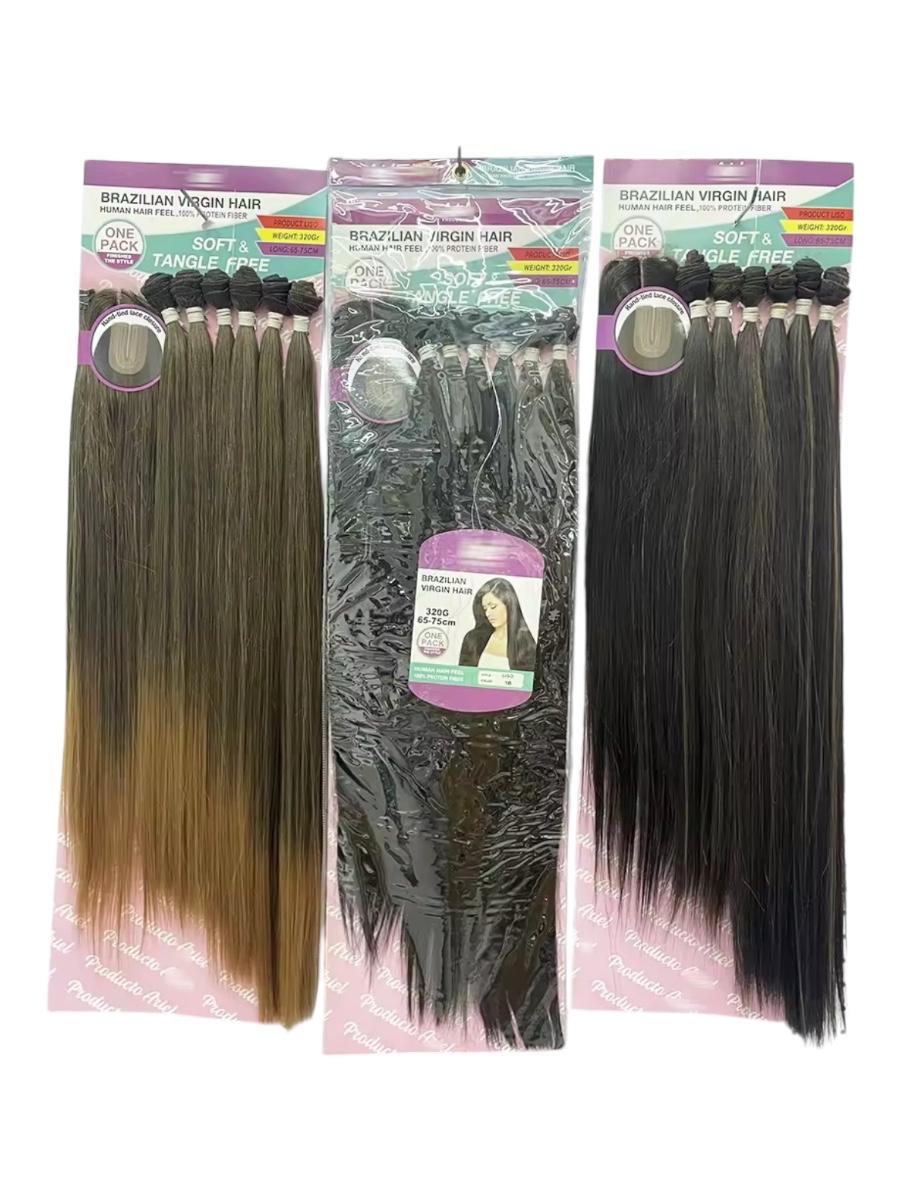 Ariel Straight Extensions – Brazilian Virgin Hair Protein Fiber • One Pack • 320g • 65–75 cm