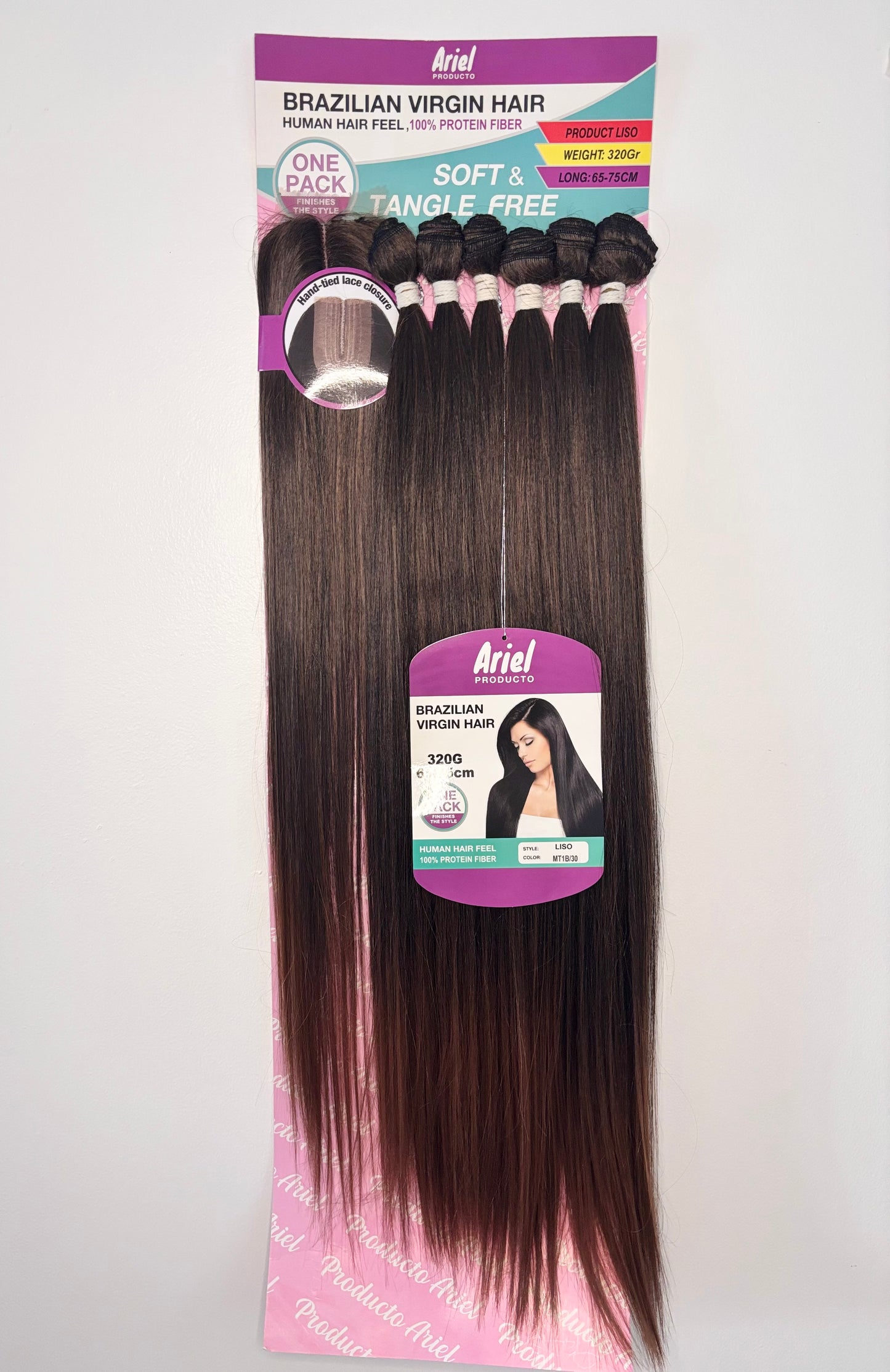 Ariel Straight Extensions – Brazilian Virgin Hair Protein Fiber • One Pack • 320g • 65–75 cm