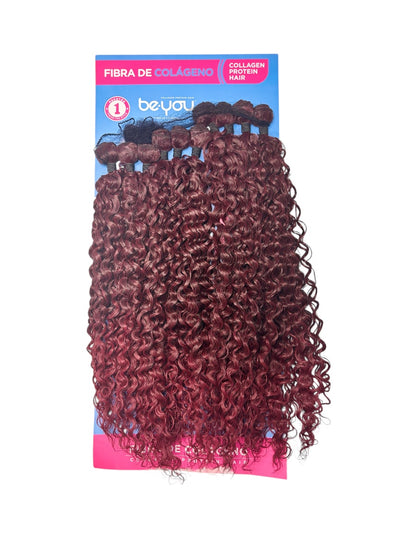 Extensions Bouclées Be You – Fibra de Colágeno (MEU BB) –  Fibre collagène premium • 320g • 60–70 cm • Couleur rouge bordeaux