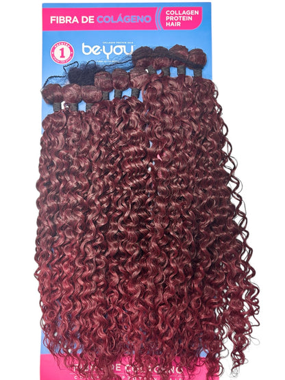 Extensions Bouclées Be You – Fibra de Colágeno (MEU BB) –  Fibre collagène premium • 320g • 60–70 cm • Couleur rouge bordeaux